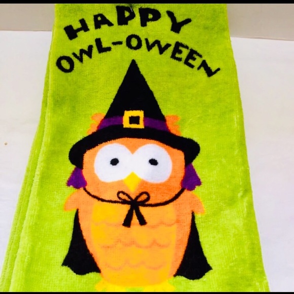2 Halloween Happy Owl-Owen Witch Kitchen Towels - Picture 1 of 4